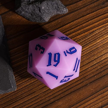 55mm Silicone D20 DND Dice, Large D20 Single 20 Sided Dice | Glow-in-the-Dark D20 Giant Dice with Gift Box for Dungeons and Dragons RPG Bar Pub Club Party Games (Purple/Blue) - color: Purple/Blue