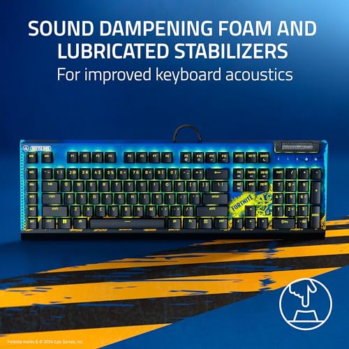 Razer BlackWidow V4 X Mechanical Gaming Keyboard, Fortnite Edition | Yellow Switches Linear & Silent, 6 Macro Keys, Chroma RGB, Doubleshot ABS Keycaps, Sound Dampening & Stabilizers - color: Fortnite Edition