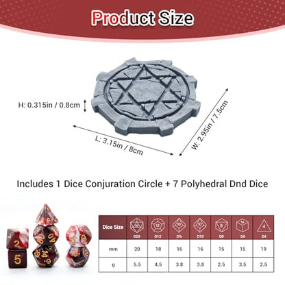 Mystery DND Dice Set, 7pcs Polyhedral Dice Over 100 Dice Styles with Random Dice Conjuration Circle RPG DND Miniature Accessories for Dungeons and Dragons,RPG, MTG,Role Playing Table Game - style: Magic Circle Dice Set