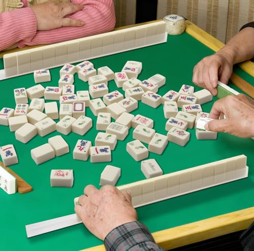 Mini Mahjong Set,American Mahjong Game Set,Complete Mahjong Tile Set with 166 White Tiles (0.8’’),4 Tile rulers,4 dice,1 Bag,5 Instruction Manuals,Perfect Mahjong Game Gift for Enthusiasts