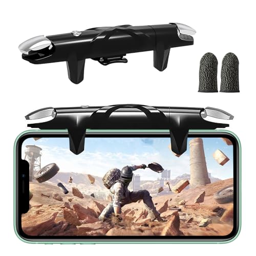 EasEasy Phone Game Trigger for iOS/Android, Mobile Gamepad Controller Compatible for PUBG/Knives Out/Call of Duty, Sensitive Aim & Shoot PUBG Trigger with Gaming Finger Sleeves