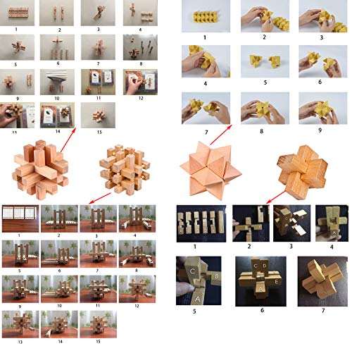 18 Pack Large Wooden Brain Teaser Puzzles Wooden Burr Puzzles Brain Teaser Puzzle with Gift Packing Box Magic Puzzle Games Toys Stocking Stuffers Party Favors for Kids and Adults (Natural Wood) - style: Natural Wood