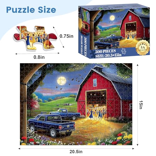 500 Pieces Jigsaw Puzzles Evening Farm Puzzle for Adults Seniors 20.5x15 in | Dance Puzzle 500 Pieces, Gift for Birthday, Home Decor, Fun for Family - style: Evening Farm