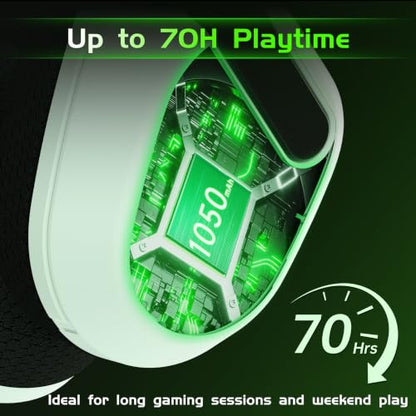 Gvyugke Wireless Gaming Headset for Xbox Series X/S, Xbox One, PS5, PC, Bluetooth 6.0 Gaming Headphones with Flip-to-Mute Noise-Canceling Mic, 70-Hour Playtime, Foldable, 3D Surround Sound - White - color: BlackWhite