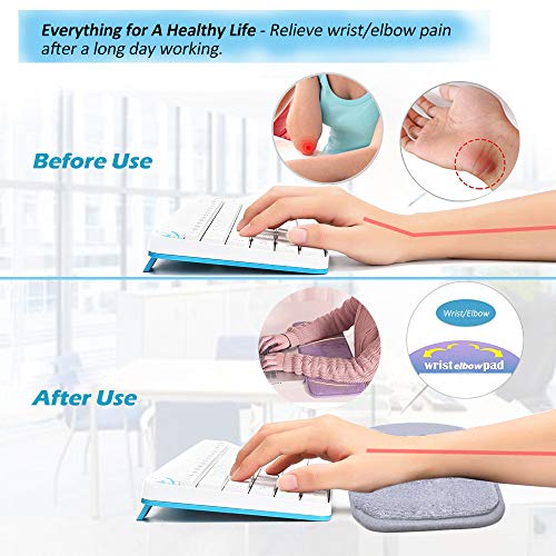 CREATIEE-PRO Upgraded Computer Wrist Elbow Pad Desktop Keyboard Arm Rest | Premium Memory Cotton Support Mat for Office Desktop Working Gaming - Less Elbow Pain(Long-Sized, 7.9 x 31.5 inch), Grey