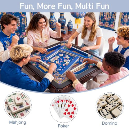 Drydiet Mahjong Mat for Table 31.5 x 31.5 Inch American Mahjong Mat with Carrying Bag, Non-Slip Noise Reduction Table Item for Family Poker Domino Board Game Night & Party Use(Liberty) - style: Liberty