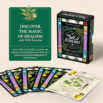 Wild Remedies Botanical Playing Cards for Nature Lovers & Collectors – Beautiful Playing Cards, Poker Deck Featuring 52 Hand-Illustrated Healing Herbs + Digital Booklet of 20 Classic Games - style: Wild Remedies