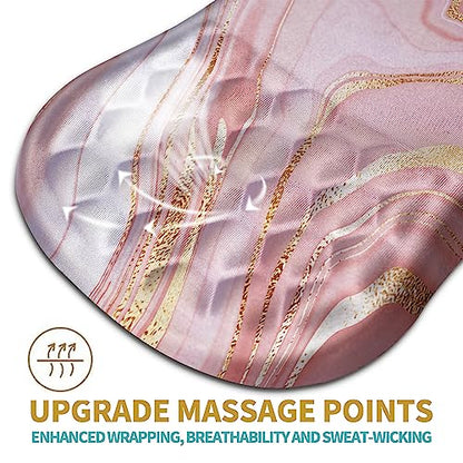 Hokafenle Ergonomic Mouse Pad Wrist Support with Massage Design, Wrist Rest Pain Relief Mousepad with Memory Foam&Non-Slip PU Base, Mouse Pads for Wireless Mouse & Desk (12x8 inch,Pink Gold Marble) - color: HK009-Pink Gold Marble