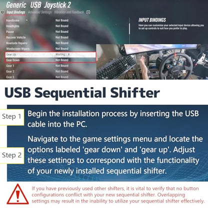 YESHMA USB Sequential Shifter For PC Windows Sequential Shifter Sim Racing Compatible With Logitech G25 G27 G29 G920 T300 T500 Sim Racing Wheel