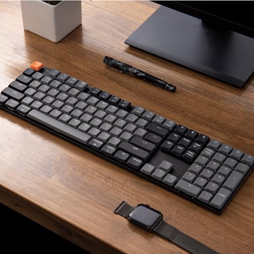 Keychron K5 QMK Custom Mechanical Keyboard, Ultra-Slim Full Size 104 Keys Wireless Gaming Keyboard, Low-Profile Banana Switch with RGB Backlits for Mac Windows, Version 2