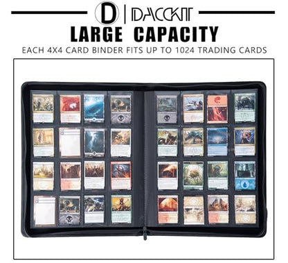 D DACCKIT Card Binder 16 Pocket - Fits 1024 Cards，4X4 Ringless Card Album with Sleeves for Trading Cards & Sports Cards（Model A，Sky Blue） - color: Sky Blue