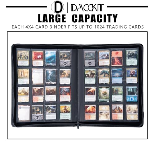 D DACCKIT Card Binder 16 Pocket - Fits 1024 Cards，4X4 Ringless Card Album with Sleeves for Trading Cards & Sports Cards（Model A，Classic White） - color: Classic White