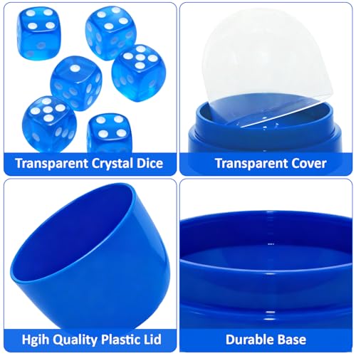 2 Pack Dice Cups with Lids, 12 Dice, Blue and Green Shaker Set | 2 color-coded shakers with clear domes and 12 dice for cleaner, easier rolling at home, school, or on the go. - color: Green & Blue