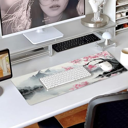 31.5”x11.8”Large Gaming Mouse Pad for Desk, Mouse Mat with Seamed Edges, Waterproof Desk Pad, Non-Slip Rubber Base, Keyboard Pad Computer Mat, Big XL Mousepad-japannese Landscape Painting - color: Japannese Landscape Painting