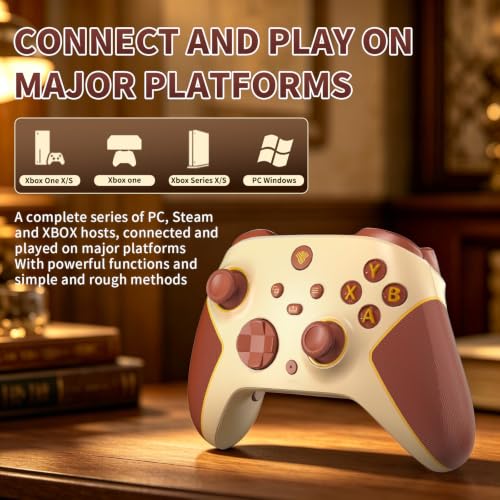 Wireless 2.4GHz Controller for Xbox One Controller with 7 Colors RGB Light,Compatible With Xbox Series S|X Consoles,Steam,PC,with 1000mAh Battery/Hall Effect Sticks/Turbo/Programmable/3.5mm Audio Jack - color: Beige Yellow