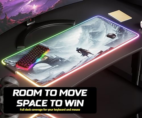 Gaming Mouse Pad - Desk Mat Gaming Mouse Pad, 90x40 Medium Extra Large Extended Big Long Huge XL XXL and XXXL RGB LED Light Mousepad for a Computer, PC Mats Mousepads Frostblade Warrior - color: Frostblade Warrior