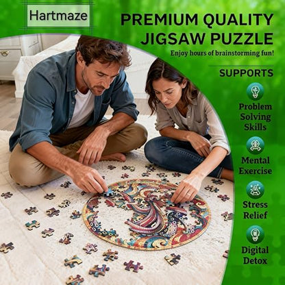 Hartmaze Octopus Riding Wave Wooden Puzzle, 178 Unique Irregular Pieces, 11.2x11.2 Inch, Exquisite Wooden Gift Box, Ocean Art Jigsaw for Adults & Kids 8+ - color: Octopus Riding Wave