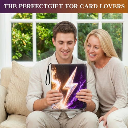 Trading Card Binder 9 Pocket, 900 Pocket Card Holder with 50 Removable Sleeves,PU Waterproof Card Book 3-Ring Zipper Collectible Card Album for Adult Gift (Purple-1) - color: Purple-1, size: 9 Pocket, 900 Cards
