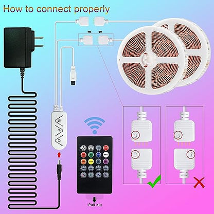 Micomlan 82Ft/25m LED Strip Lights, Music Sync Color Changing RGB LED Strip Built-in Mic, Bluetooth APP Controlled Home Lighting for Living Room Kitchen (APP+Remote+Mic+Music)