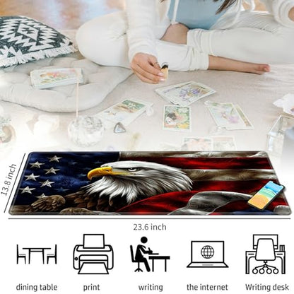 Eagle Holding American Flag for MTG & TCG Playmat Mouse Pad,BFDHGQZC 24" x 14" Game Mat for MTG/RPG/CCG Trading Card Game Playmats Table Mat Perfect for Card Games Video Games Computer Office - color: Eagle Holding American Flag