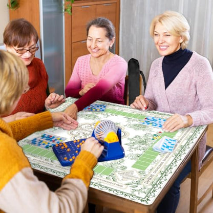 party greeting Chinoiserie Mahjong Mat with Black Carrying Bag 31.5 x 31.5 Inches Multi Purpose Game Table Cover Anti Slip and Noise Reduction for Mahjong Poker Board Card Dominoes Games(Green) - color: Green