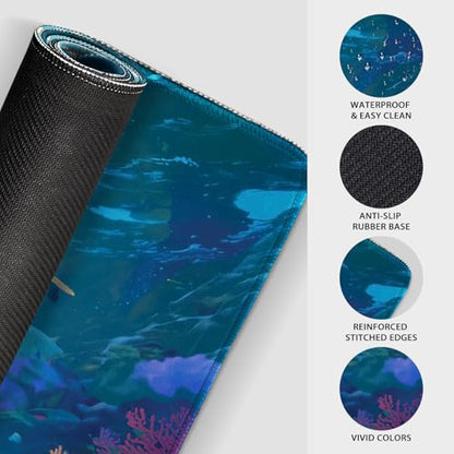 Sea Turtles Large Gaming Mouse Pad Desk Mat 31.5"x15.7" | Extended Mousepad, Non-Slip Rubber Base , Stitched Edges, for Computer/Laptop/Office/Home - color: Sea Turtles