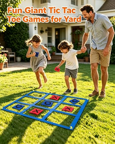 Carnival Games Set, Outdoor Giant Tic Tac Toe Games, Soft Plastic Cones Bean Bags Ring Toss Game Combo Set, 26" Dart Board with Sticky Balls for Kids Adults Family Indoor Lawn Yard Birthday Party - size: D+GTB-T-60