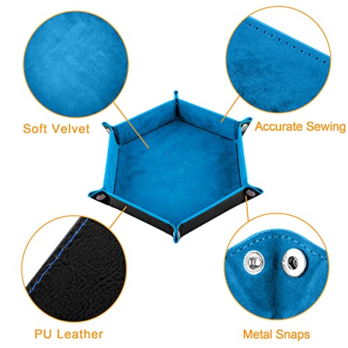 SIQUK 6 Pieces Dice Tray Hexagon Dice Rolling Holder Folding PU Leather Dice Trays for Dice Games Like RPG, DND and Other Table Games(Camel, Black, Red, Yellow, Blue, Green) - color: Camel, Black, Red, Yellow, Blue, Green