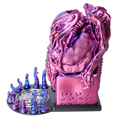 3D BEST-Q Cthulhu DND D&D Dice Tower，3D Printed Compatible with Dungeons and Dragons, 28mm Miniature Wargaming, Tabletop RPGs, Wargame Scenery, Endless Deep Sea Series (Purple&Blue) - color: Purple&blue