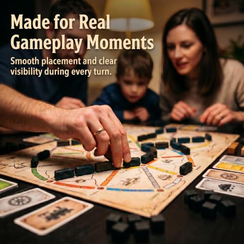 Replacement Train Pieces Compatible with Ticket to Ride (Black) | Includes 45 standard train tokens, one marker and additional spare trains. - color: Black