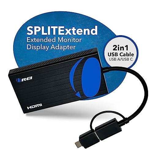 OREI SplitExtend HDMI Splitter Extended Display for Dual Monitor - 4K@30Hz | OREI SplitExtend HDMI Splitter Extended Display for Dual Monitor - USB A & USB-C Adapter to HDMI 2.0, Up to 4K@30Hz