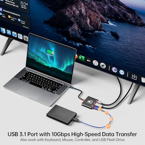 Switch 2 Portable Dock, USB C Hub Docking Station for Switch 2/1/OLED, 4K@60Hz HDMI TV Mode, 10Gbps USB 3.2, 100W PD Charging, Plug & Play Travel Dock