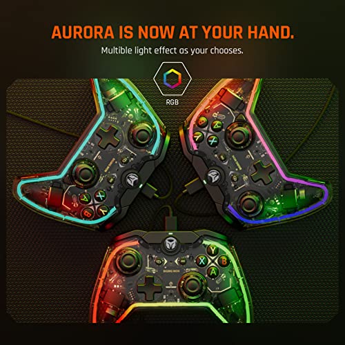 BIGBIG WON Wired Controller, Rainbow Lite PC Controllers for Gaming RGB Light, Custom Buttons, Macro, Turbo, Dual Shock Controller for Switch/Win10&11 PC Game Controller - size: Rainbow Lite