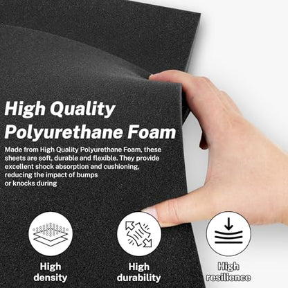Polyurethane Foam Inserts, 1 PCS 16 x 12 x 4 Inch Black Cuttable Packing Foam Sheets for Tool Box, Camera, Crafts and Storage ﻿ - size: 16 x 12 x 4 Inch