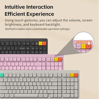 nuphy Node100 Wireless Mechanical Keyboard, Hot Swappable Custom Low Profile Keyboard, 103 Keys Computer Gaming Keyboards, Supports Touch Gestures, PBT Keycaps, RGB Backlit, Bluetooth/2.4GHz/USB-C - color: White, size: Low-profile Red Nano Switch