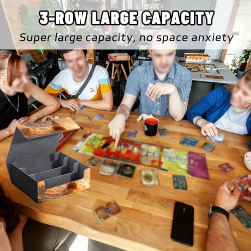 DEGDFSGR Card Game Storage Box for TCG MTG Commander Deck Box MTG Card Box Organizer Trading Card Case Magnetic Closure Creative Pattern Up to 2400 Cards, Cat Shark Ocean Sunset - color: Cat Shark Ocean Sunset