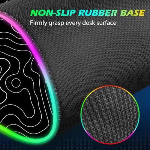 ToLuLu RGB Wireless Charging Gaming Mouse Pad, 7.5/10/15W 10 Light Modes LED Mouse Pad Computer Keyboard Mat Mousepad, 800x300x4MM Extended Large Desk Pad for Gamer, Black and White Abstract Lines - color: Black and white Abstract Lines