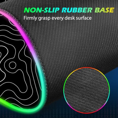ToLuLu RGB Wireless Charging Gaming Mouse Pad, 7.5/10/15W 10 Light Modes LED Mouse Pad Computer Keyboard Mat Mousepad, 800x300x4MM Extended Large Desk Pad for Gamer, Black and White Abstract Lines - color: Black and white Abstract Lines