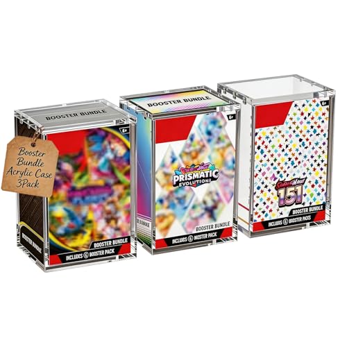(3 Pack) Standard Height Booster Bundle Acrylic Case, Magnetic Display Case | 8mm Crystal-Clear Acrylic, Magnetic, Stackable, Fits Standard-Height Booster Bundles & Build & Battle Boxes