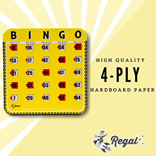 Regal Bingo Bulk Bingo Cards with Sliding Windows - Reusable Large Print Bingo Game Cards for Adults Large Group - 8 Pack, Yellow - color: Yellow (1-8)