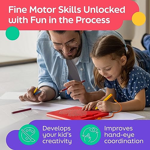 AYNAT FUN Magnetic Drawing Board for Kids & Toddlers with Beads and Magnet Stylus Pen - Magnetic Tablet Toy for Airplane & Car Ride Activities for Kids - size: Square Red