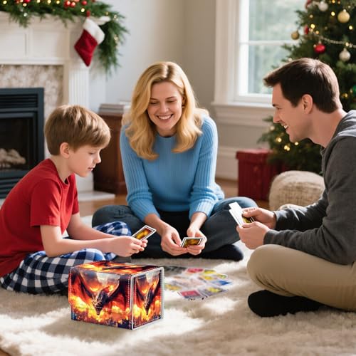 Trading Card Storage Box, Holds 100+ for MTG Cards, Premium PU Leather with Magnetic Closure, Dragon Burning A City Durable Deck Box for Magic the Gathering, Trading Card Games - color: Dragon Burning A City