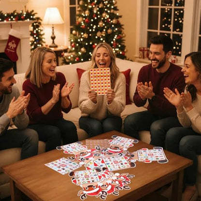 Blosssound Reindeer Christmas Bingo Game – 24 Players Holiday Bingo Cards with Reindeer Theme, Winter Party Game for Family Gatherings, Classroom Activities, and Christmas Party Favors - style: Reindeer