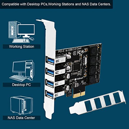 PCIE 4-Ports Superspeed 5Gbps USB 3.0 Expansion Card for Windows 11, 10, 8.x, 7, Vista, XP Desktop PCs, Built in FebSmart Self-Powered Technology, No Need Additional Power Supply (FS-U4L-Pro)
