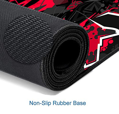 Mouse Pad Gaming, Large XXL Mouse Pads, Non-Slip Rubber Base Mousepad, Keyboard Mouse Mat Desk Pad with Stitched Edges, 31.5x11.8 inch Black Red - color: 07 Black Red
