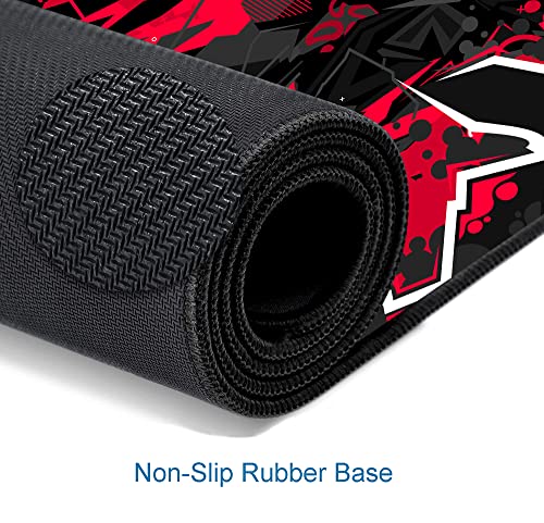 Mouse Pad Gaming, Large XXL Mouse Pads, Non-Slip Rubber Base Mousepad, Keyboard Mouse Mat Desk Pad with Stitched Edges, 31.5x11.8 inch Black Red - color: 07 Black Red