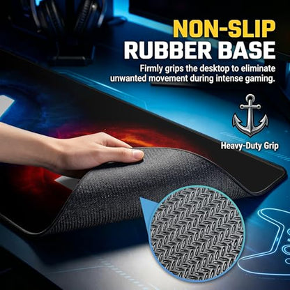 Gamepad Button Big Mouse Pad Large, Gaming Controller‌ Mouse Pad Desk Pad, Long Computer Keyboard Mouse Mat Mousepad with Non-Slip Base and Stitched Edge for Gaming and Office (XYAB, 35.4" x 11.8") - color: XYAB, size: 35.4L x 11.8W inches