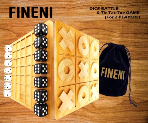 Dice Battle and TicTacToe Dual Sides Board Games, Wooden Coffee Table Games for Adults, 2 Player Best Bar Dice Games, Indoor Tabletop Game & 2 Players Wood Table Top Dice Game (Dual(2)/Log) - color: Dual(2)/Log