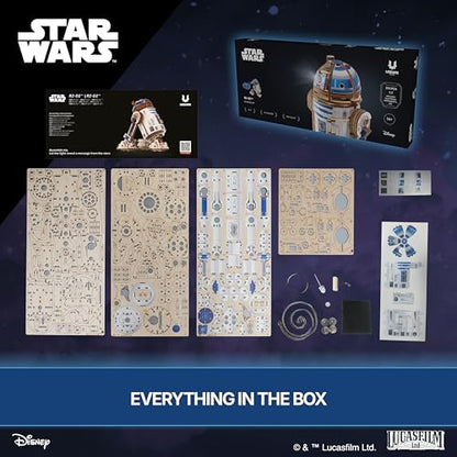 UGEARS Star Wars™ R2-D2™ 3D Wooden Puzzles for Adults - Wooden Model Kits for Adults, 3D Building Puzzle Set Adult Hobby Model Galaxy Puzzle Display Brain Puzzle Craft Kit Hobby Gift for Men and Women