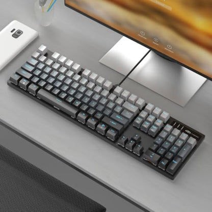 MageGee Mechanical Gaming Keyboard, Wired USB Adjustable Backlight Keyboard, New Mechanical Storm 100% Anti-ghosting Keyboard with Blue Switches for Windows PC/MAC Games - color: grey red switch